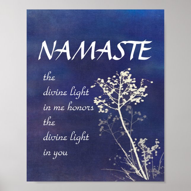 Nature art zen Namaste poster azul e branco (Frente)