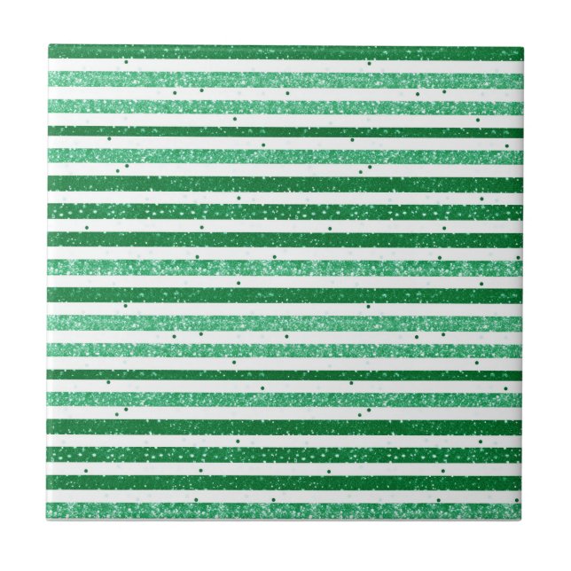 Nature Green White Horizontal Glitter Stripes (Frente)