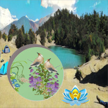 Nature Greenery Watercolor Floral Bird Lilac Bloom