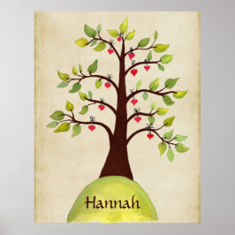 Nature Heart Tree Nursery Kids Room Wall Poster
