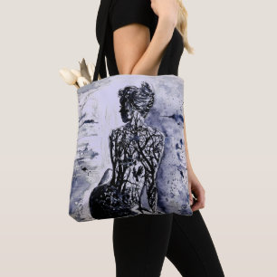 Nature Lady Tote Bag - Pintura a preto e branco