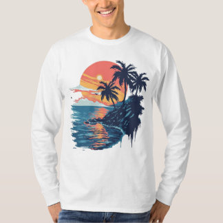 Nature Vibes Camiseta Básica de Capa Longa Masculi