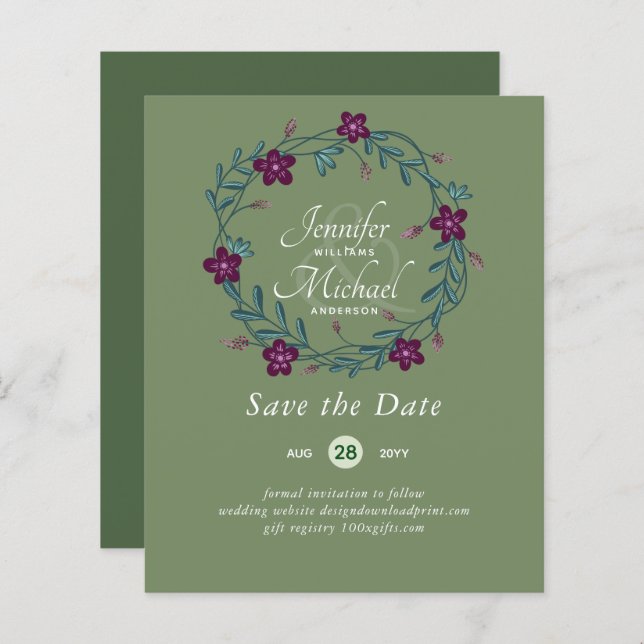 Natureza Almoça Casamento Verde Russo Boho (Frente/Verso)