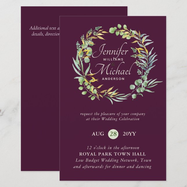 Natureza Almoça Casamento Verde Russo Boho (Frente/Verso)