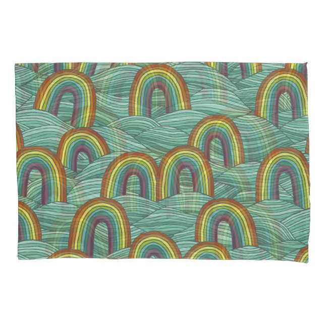 Natureza Arco-Íris: Composição Vintage Desenhada À (Frente)