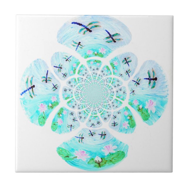 Natureza Dragonfly Waterlily Pond Patterada (Frente)