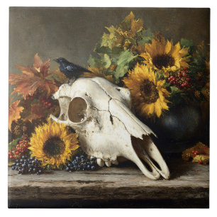 Natureza-Morta de Outono com Caveira e Corvo