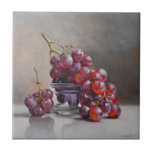 Natureza Morta de Uvas Vermelhas - de Pintura a Ól