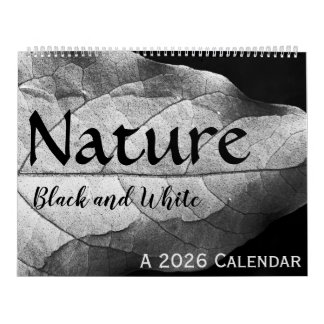 Natureza no Calendário de 2024 a Preto e Branco