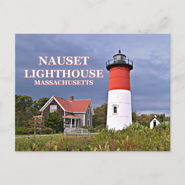 Nauset Light, Cabo Cod, cartão postal de Massachus (Frente)