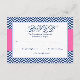 Náutica Chevron Anchor Blue Pink Bat Mitzvah RSVP