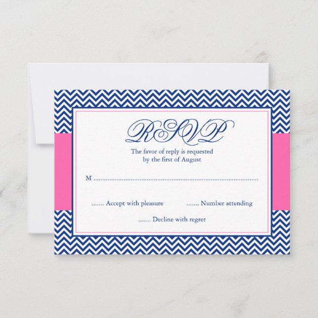 Náutica Chevron Anchor Blue Pink Bat Mitzvah RSVP (Frente)