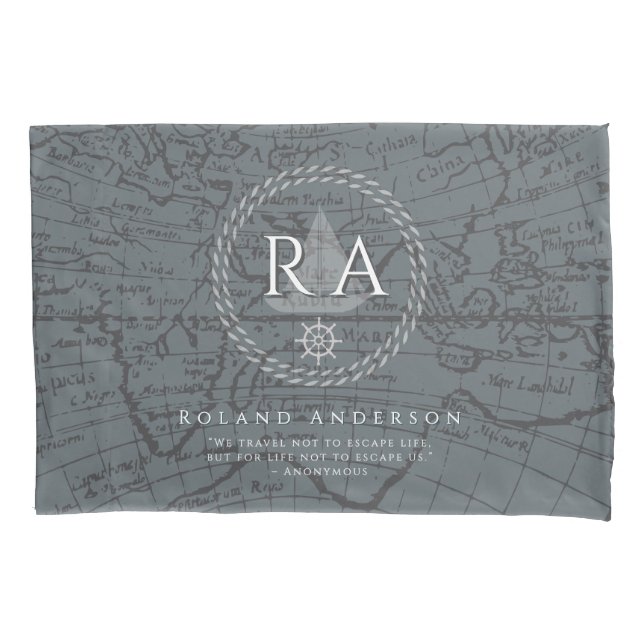 Nautical Rope Monogram Map Grey (Frente)