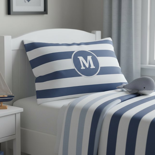 Nautical Striped Weave Monogram Navy White ID1248 (Criador carregado)