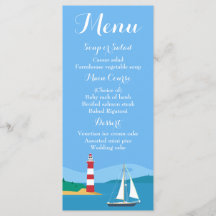 Náutico Blue Menu Sailboat & Lighthouse