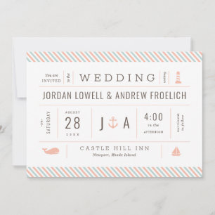 Náutico convide o convite Pastel do casamento de