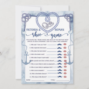Náutico Jogo dos Sapatos Chuveiro de Noiva Cartão 