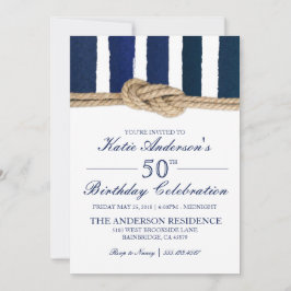 Náutico Nó Marinho Strips Convite de Aniversário