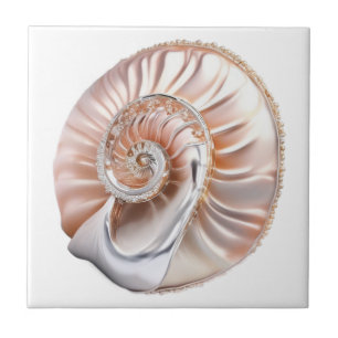 Nautilus seashell pach laranja 3D praia náutica