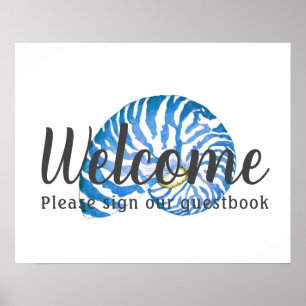 Nautilus Shell Guestbook Sinal Impressão de Casame