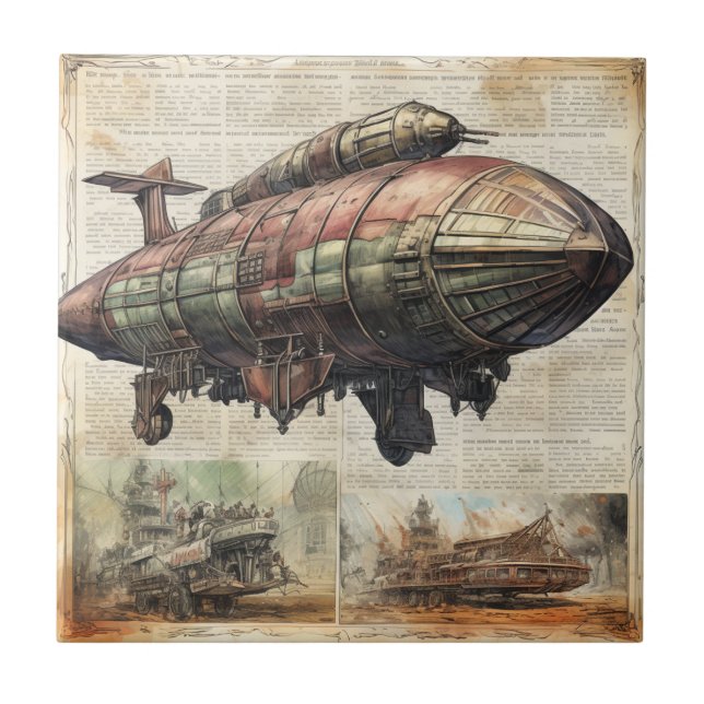 Nave Aérea Steampunk de Conto de Fadas Sobre Cidad (Frente)