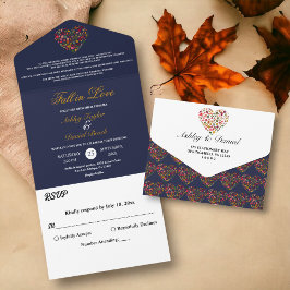 Nave Elegante Deixa Marinho Azul Floral Casamento