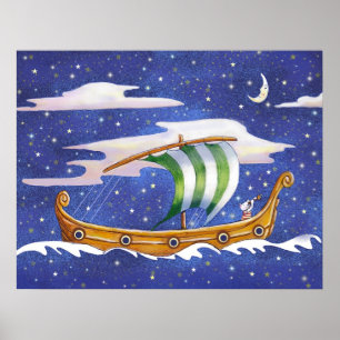 Navigação lunática do navio no poster do espaç