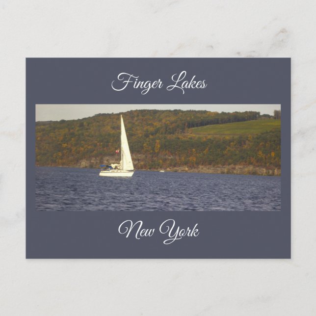 Navio à vela em um cartão postal lago (Frente)