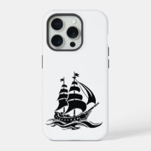 Navio à Vela Sombrio – Ilustração Oceânica Vintage