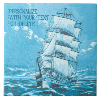 Navio à vela: Vintagem Náutica Azul