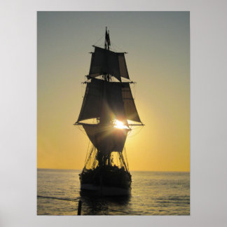 Navio alto na Poster Sunset