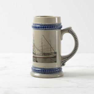 Navio branco alto - Caneca de cerveja