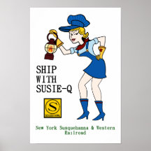 Navio com Susie Q, poster de ferrovia.