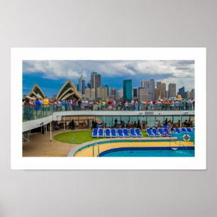 Navio de cruzeiros do poster no porto de Sydney