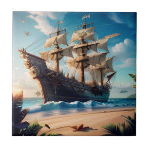 Navio de pirata de praia tropical