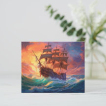 Navio De Velas Em Um Mar Tempestade