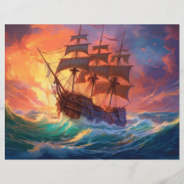 Navio De Velas Em Um Mar Tempestade
