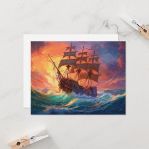 Navio De Velas Em Um Mar Tempestade