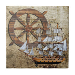 Navio e leme do vintage