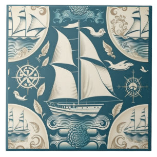 Navio náutico e arte cerâmica no mar Themed n.o 14
