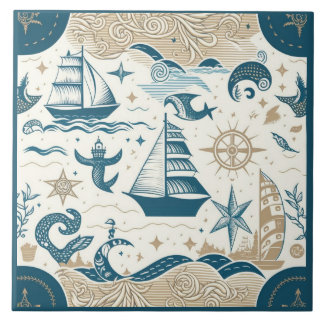 Navio náutico e arte cerâmica no mar Themed n.o 15