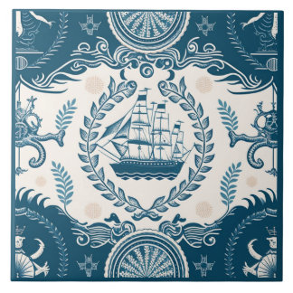 Navio náutico e arte cerâmica no mar Themed n.o 17