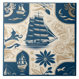 Navio náutico e arte cerâmica no mar Themed n.o 19