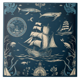 Navio náutico e arte cerâmica no oceano