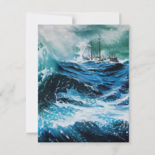 Navio no mar em tempestade, pergaminho