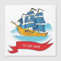 Navio Pirata de Desenho Animado Fofo com texto per