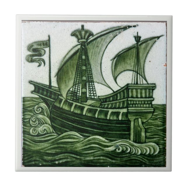 Navio Por William * De Morgan Green Eggshell | (Frente)