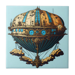 Navio Steampunk Sonha Azulejo cerâmico