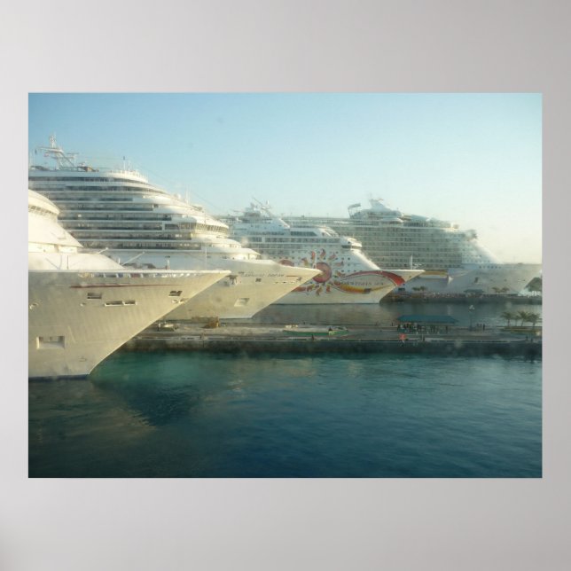 Navios de cruzeiro em Sunrise Poster (Frente)