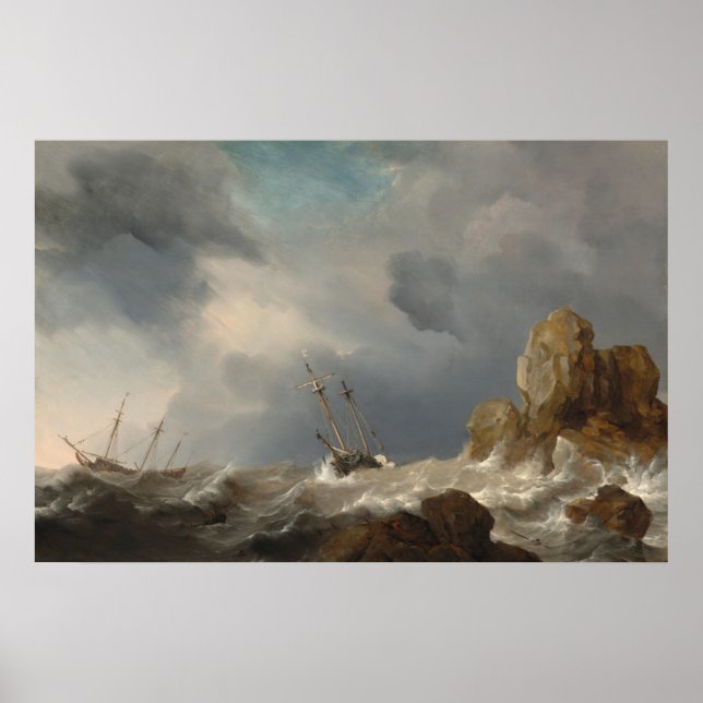 Navios, Gale - Willem van de Velde Fine Art Poster (Frente)